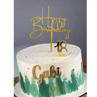 Topo de Bolo Happy Birthday em Acrílico Premium | Dourado ou Prata – Decoração Aniversário em Oferta na Shopee