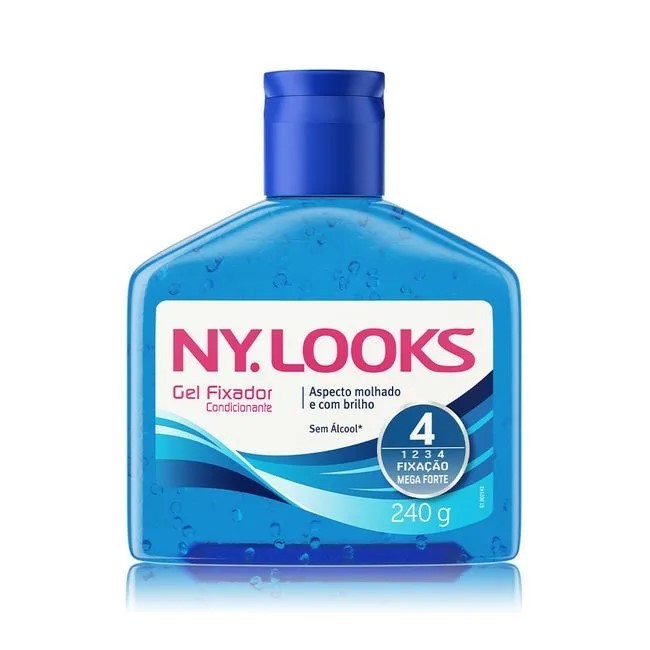Gel Fixador NY Looks Azul 240g Mega Forte Fator 4 em Oferta na Shopee