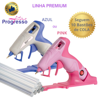 KIT Pistola Cola Quente Sem Fio Premium Artepunto Bico Fino 7mm + 10 Bastões de Cola | Pink ou Azul em Oferta na Shopee