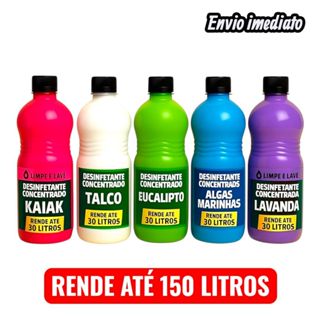 Kit 5 Base Desinfetante Concentrada Rende até 150 Litros com Perfume Premium em Oferta na Shopee