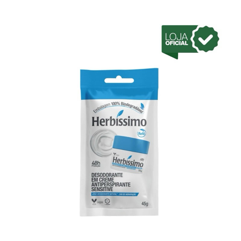 Sachê Refil Desodorante Creme Antitranspirante Herbissimo Sensitive 45G