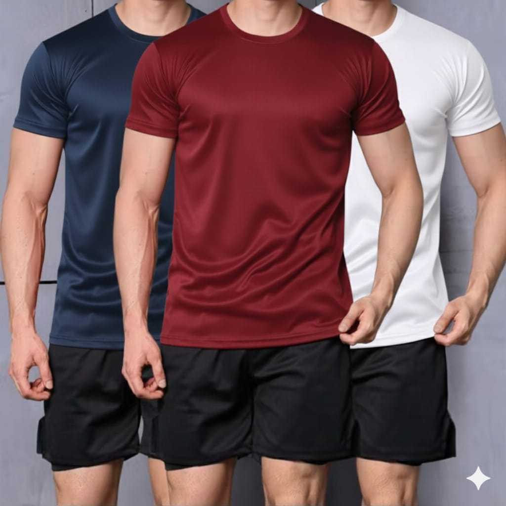 Kit 3 Camisetas Masculina Dry Fit Básica Anti Suor  Lisa Academia Treino Esporte Corrida Lazer