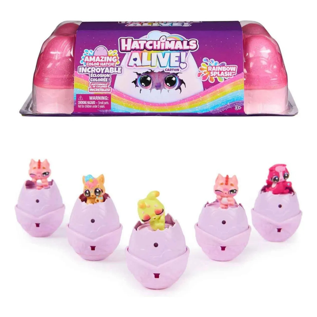 Pack Com 5 Ovos Surpresa - Hatchimals Alive Rainbow Splash