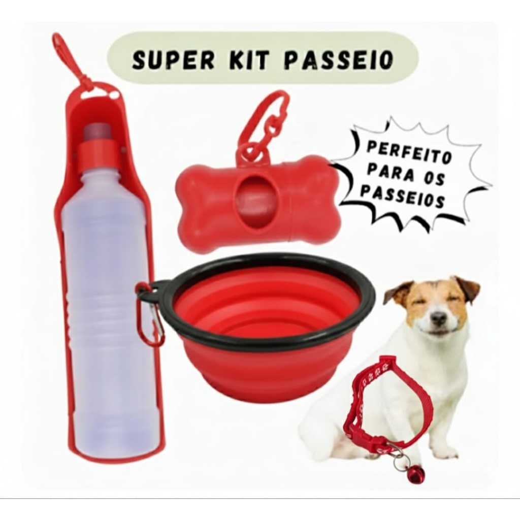 Mega Kit Passeio Garrafa Bebedouro Portátil / Tigela Dobrável Água  Passeio Viagem / cata caca e coleira em Oferta na Shopee