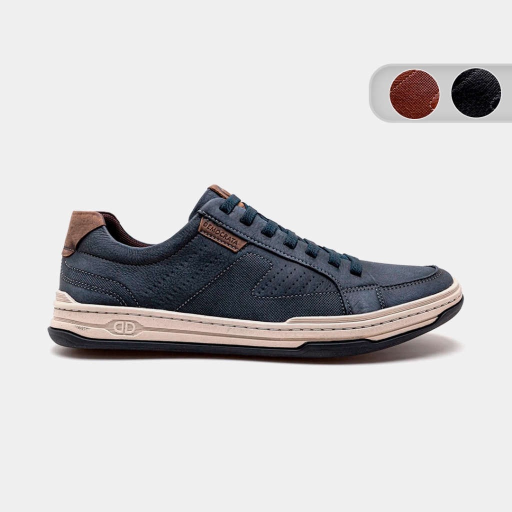 Sapatenis Democrata Denim Couro Jay Masculino 151401 em Oferta na Shopee