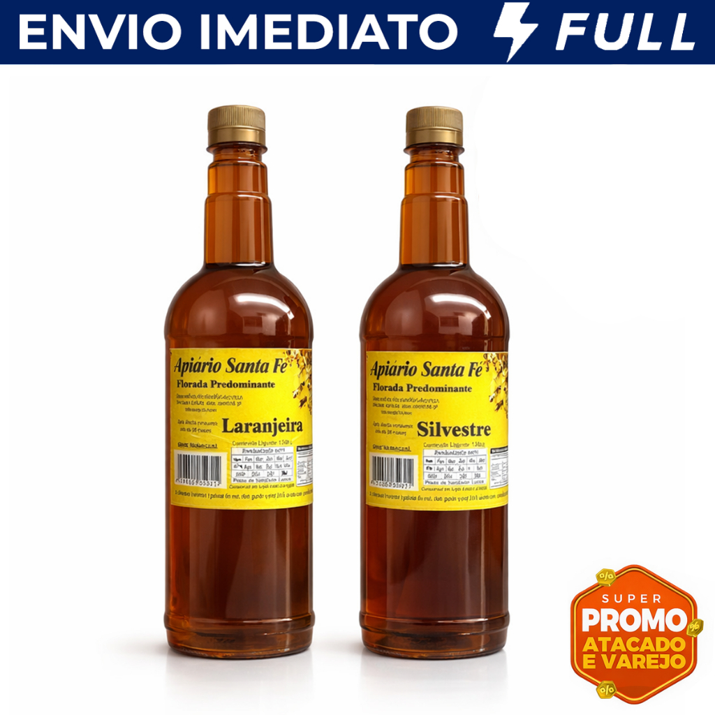 Mel Puro Apícola Santa Fé 1L – Laranjeira ou Silvestre | Produto Natural em Oferta na Shopee