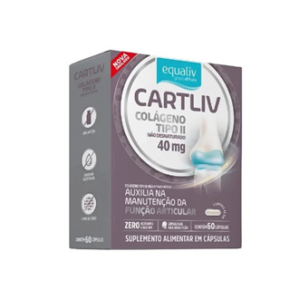 Cartliv Colágeno Tipo II 60 Cápsulas - Alívio de Dor nas Articulações, Sem Glúten, Sem Açúcar em Oferta na Shopee