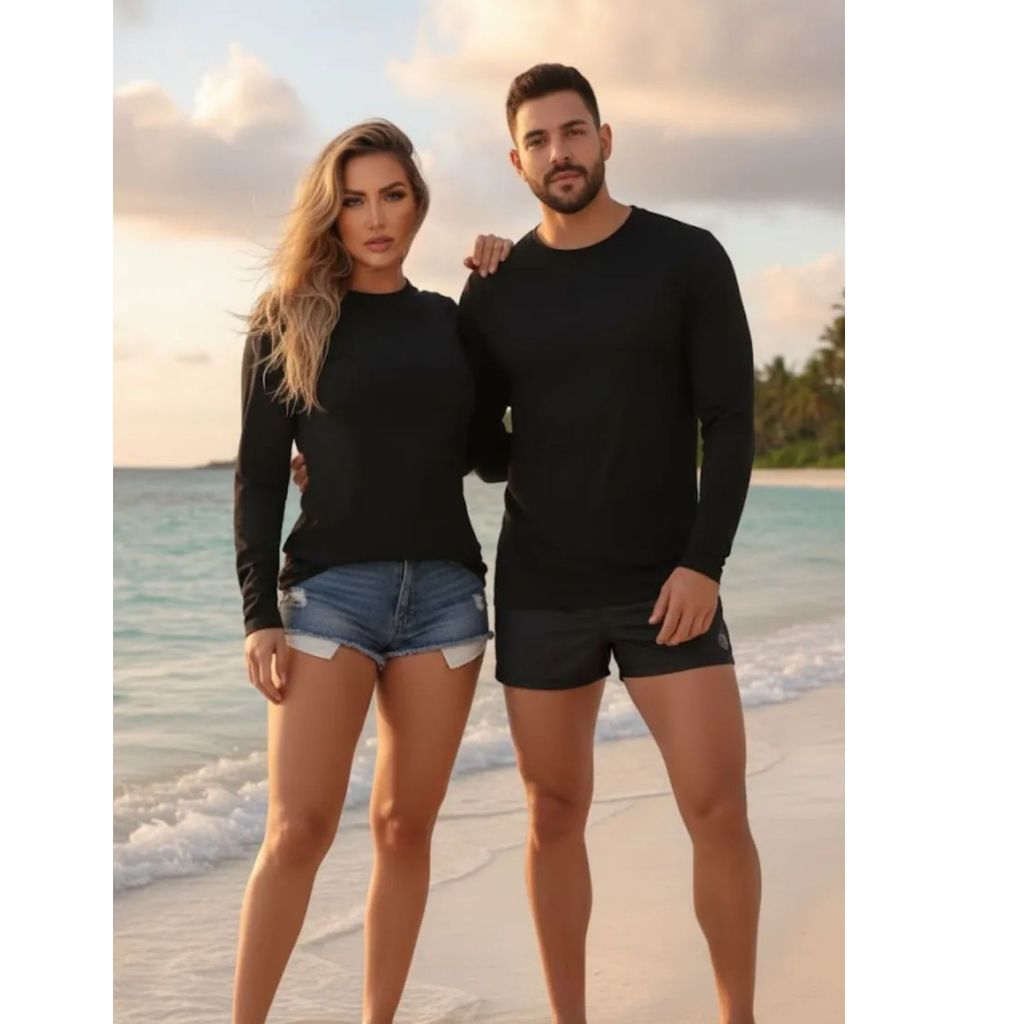 Camisa Térmica Proteção Uv 50+ Segunda Pele Camiseta Blusa Malha Fria Unissex Academia Manga Longa