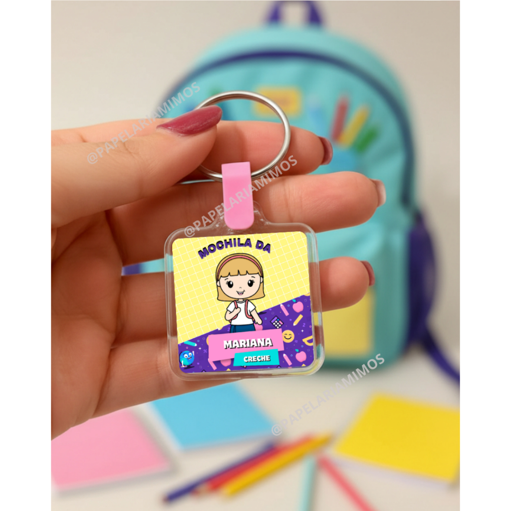 Chaveiro Escolar Personalizado com Nome – Menina - lembrancinha Volta às Aulas, Mochila, Lembrancinha
