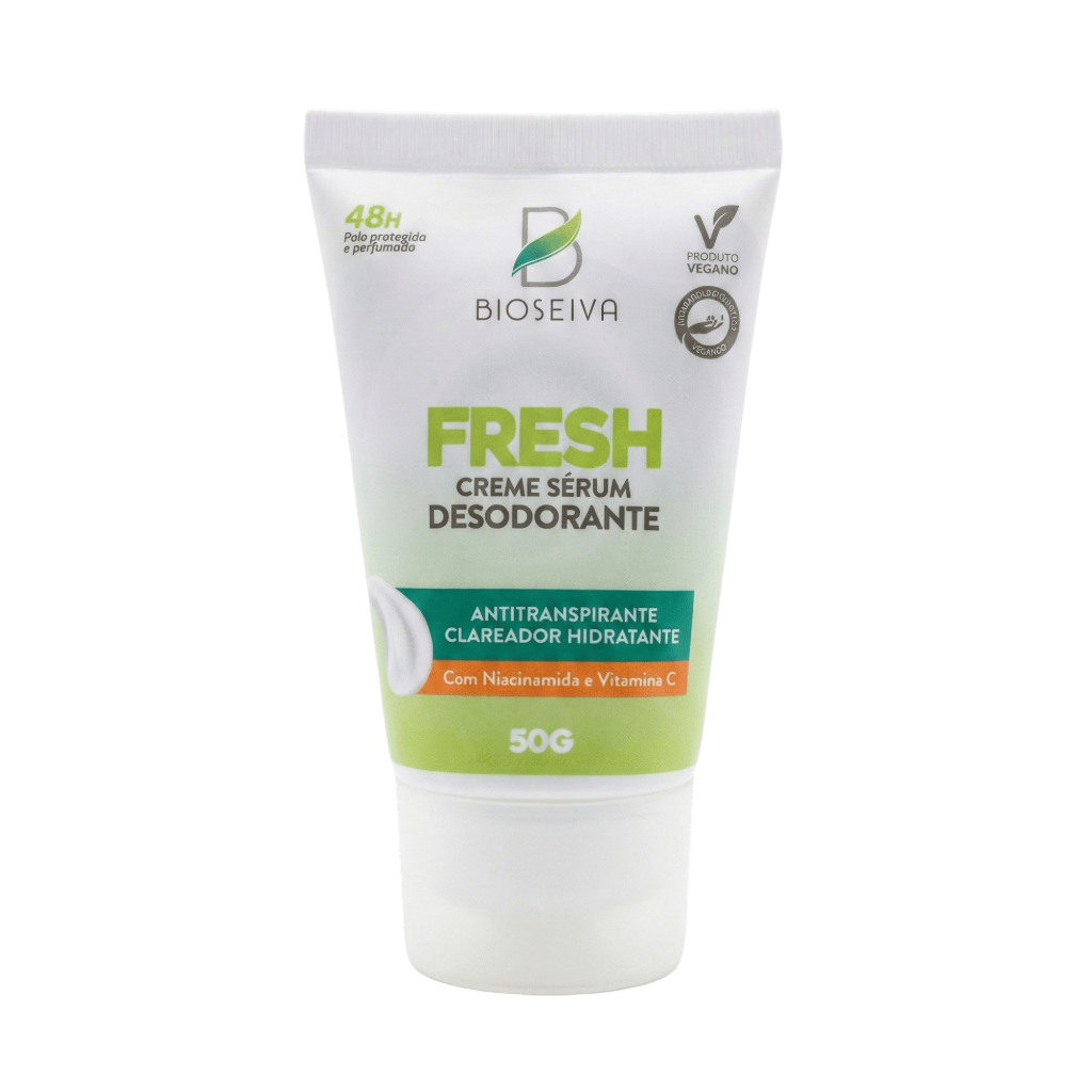 Creme Sérum Desodorante BioSeiva Fresh 50g | Antitranspirante Clareador Hidratante 48h Proteção