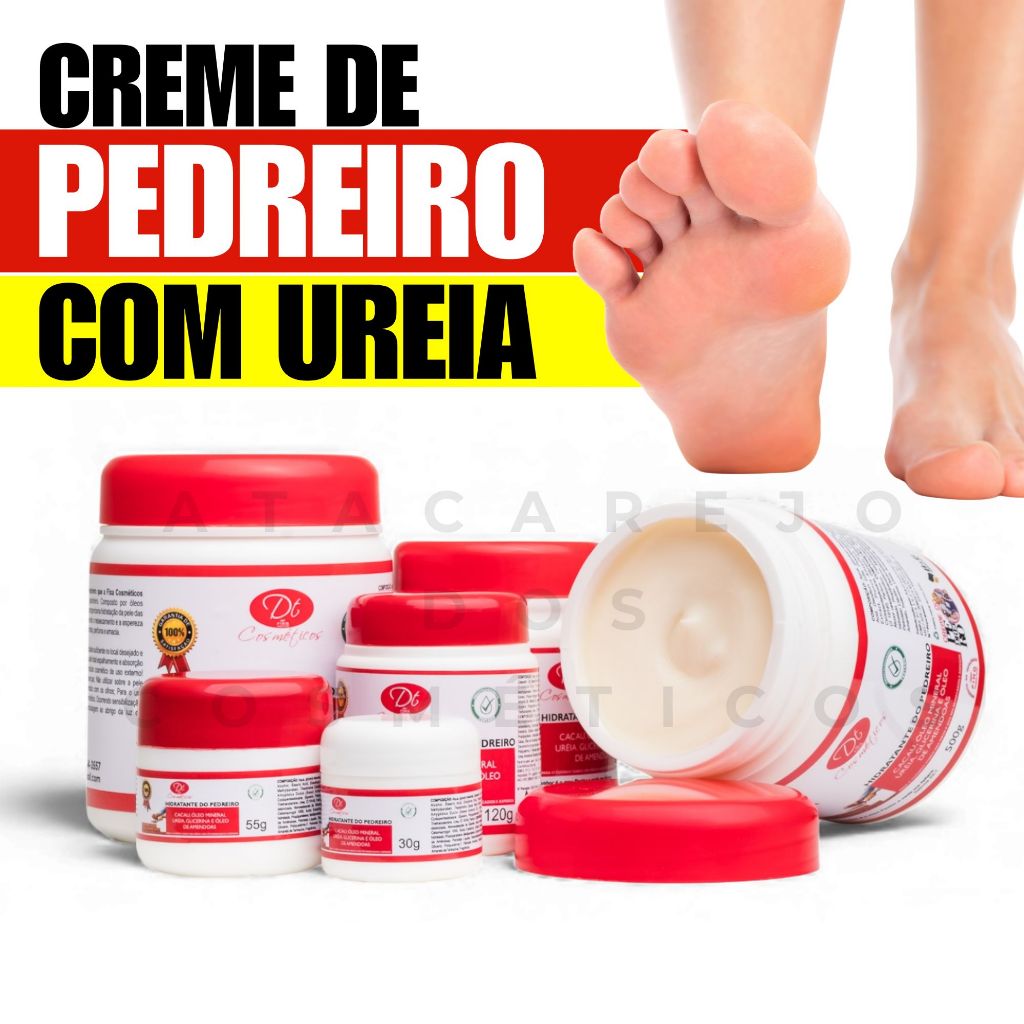 Creme De Ureia 500g Pés Rachados Super Hidratante Pedreiro Amêndoas Cacau Rachadura Nos Pés E Mãos