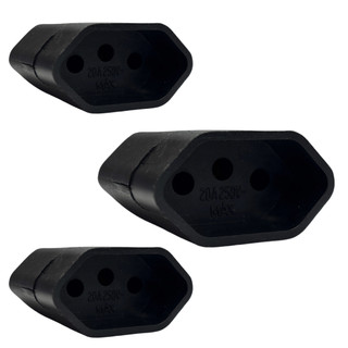 Kit 3x Plugue Fêmea 20a Conector De Tomada 3 Pinos 2p+T