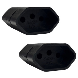 Kit 2x Tomadas Plugue Fêmea 2p+t 20a Pino De Conexão Preto Radial