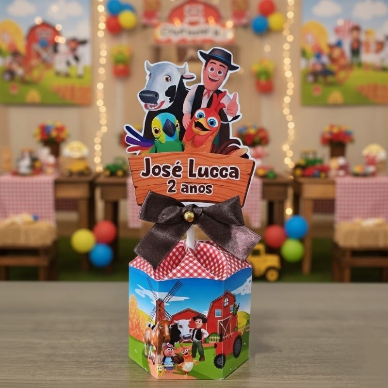 kit 10 Unidades Centro de Mesa Fazendinha Zenon Personalizado Chá Aniversário Festa em Oferta na Shopee