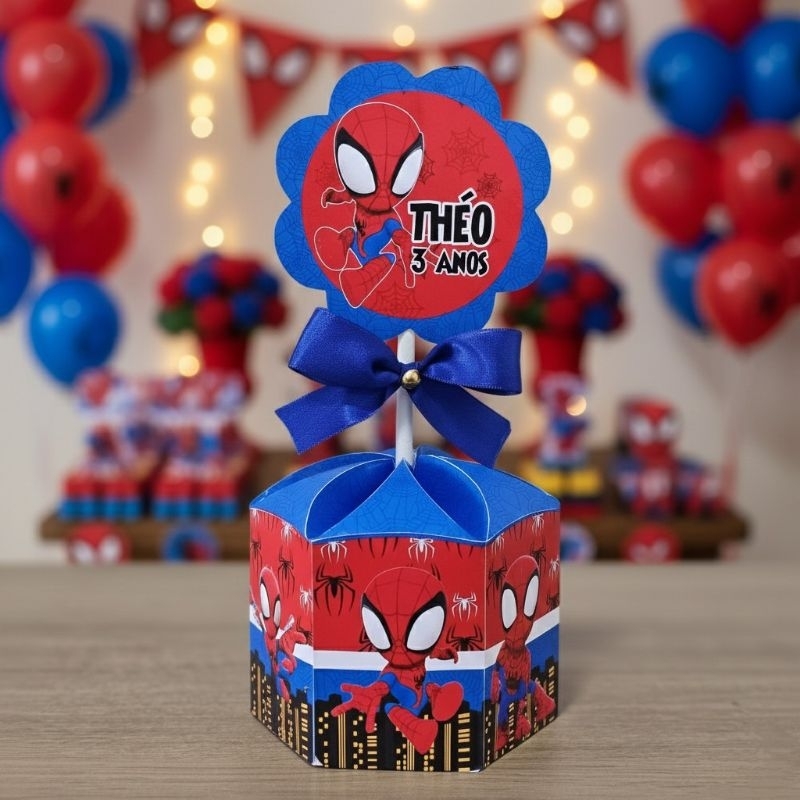 Kit 10 Unidades Centro de Mesa Homem Aranha Baby 2 Personalizado Chá Aniversário Festa em Oferta na Shopee