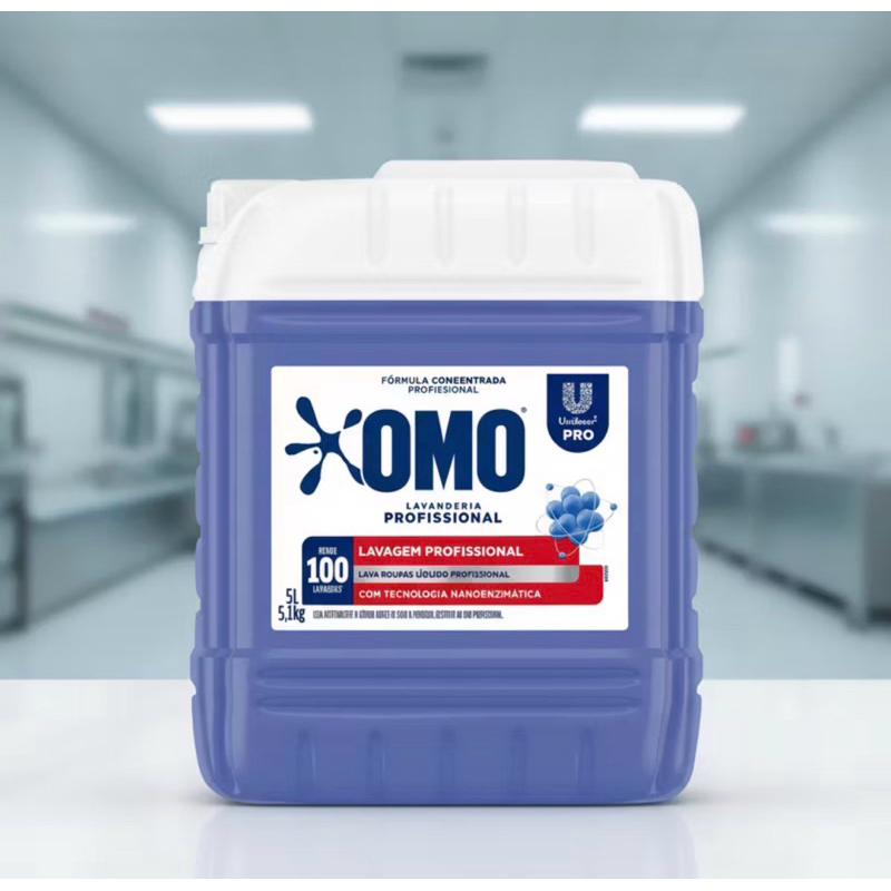 Sabão Liquido Concentrado Omo Pro Lavanderia Profissional 5 Litros - Rende 100 lavagens