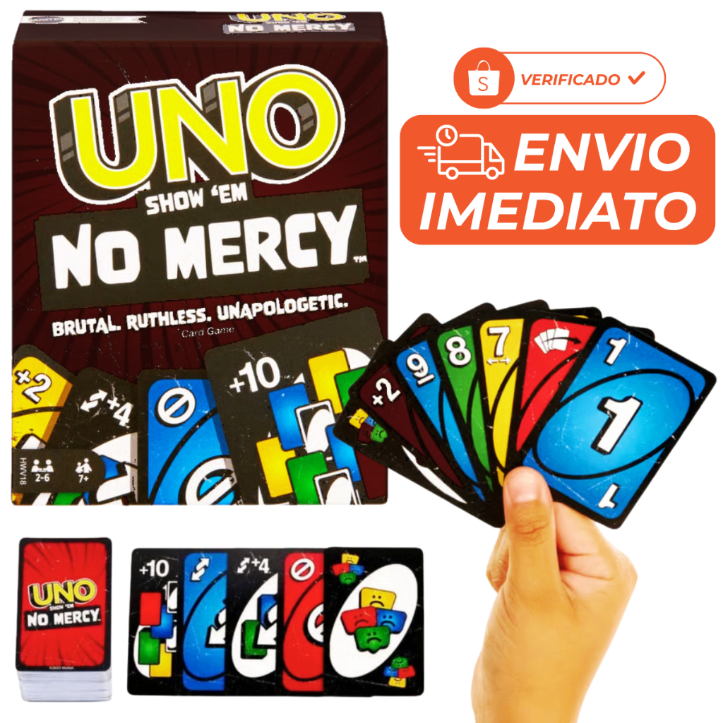 UNO No Mercy Jogo de Cartas Mattel, Diversão Para a Família com Novas Regras e 168 Cartas Exclusivas