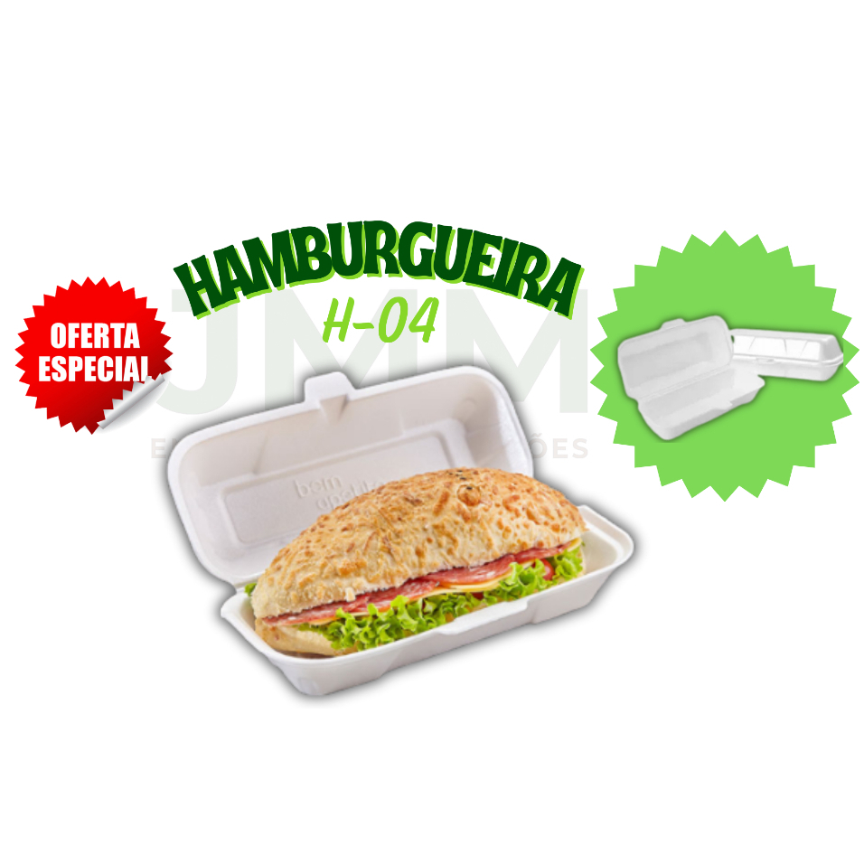 Hamburgueira De Isopor H04- Embalagem Para Churros e Hot Dog C/100un.