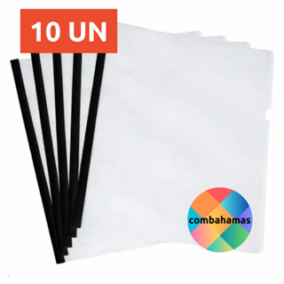 PASTA CANALETA, A4, TRANSPARENTE, 10 UN em Oferta na Shopee