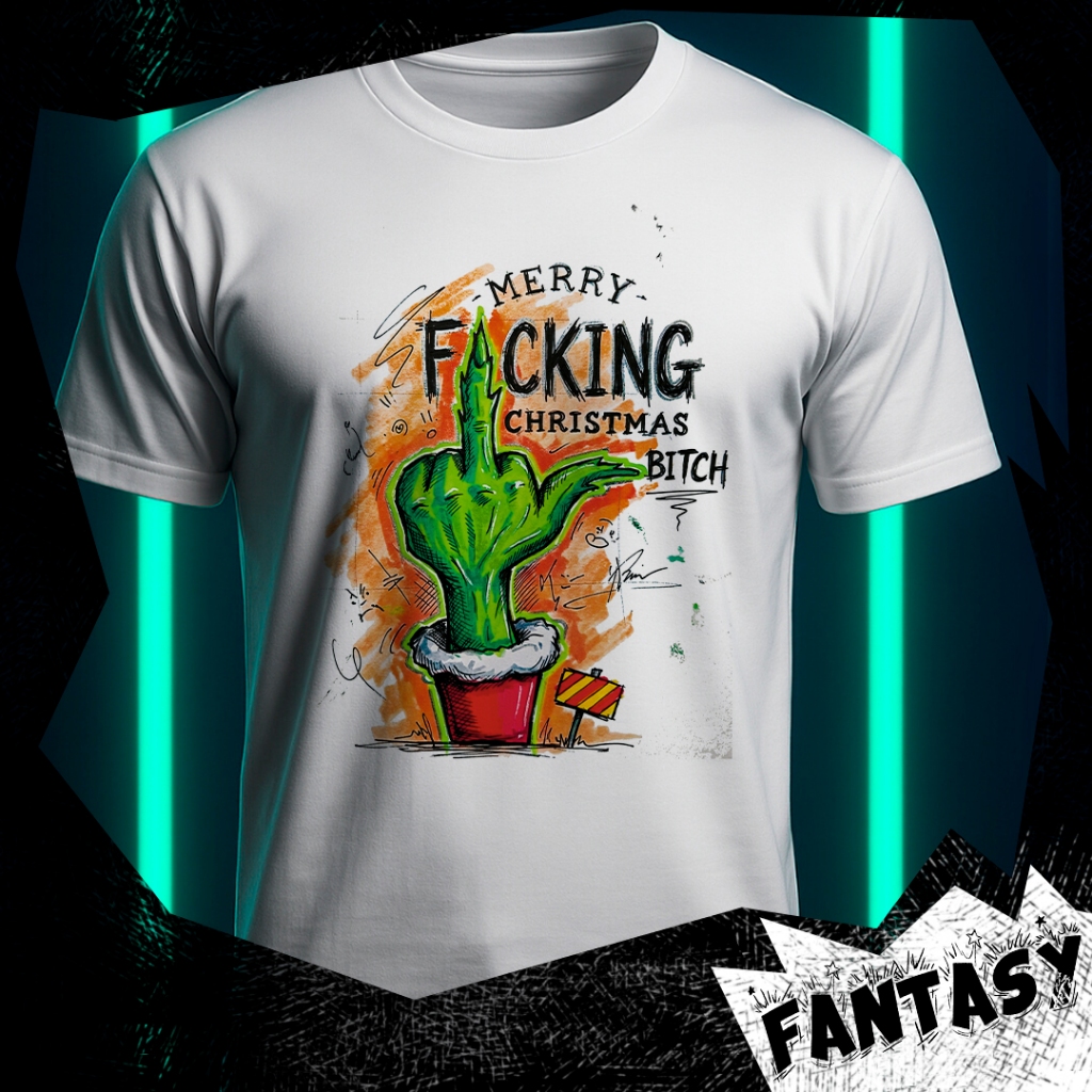 Camiseta Grinch - Merry F*cking christimas - Camiseta de Natal - 100%Poliester