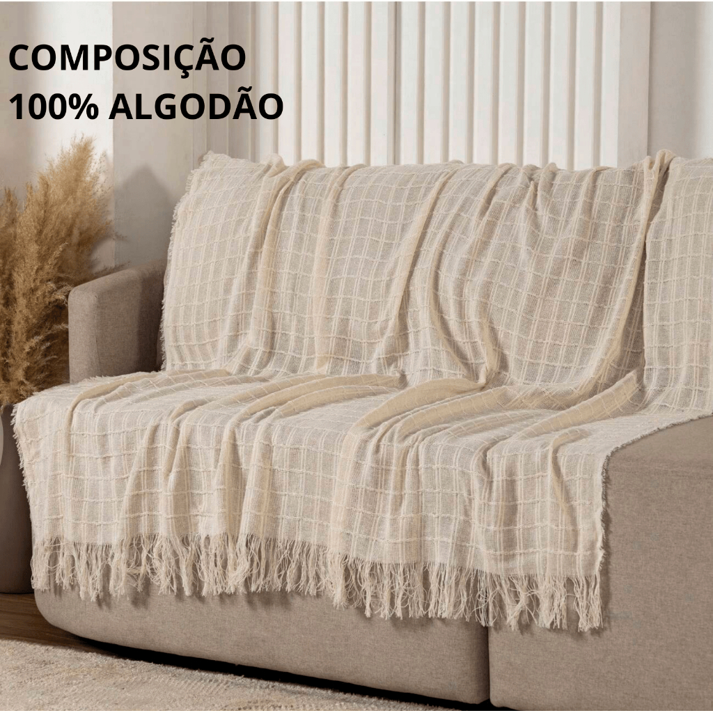 Manta para Sofá ou Cama Luxo Gigante 210x120 Tipo Capa de Sofá Protetora Decorativa 100% Algodão