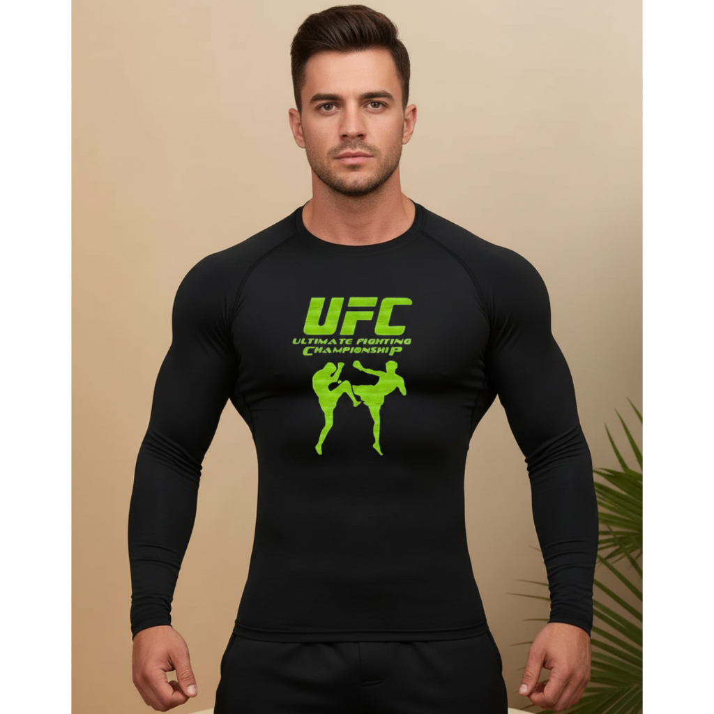 Camisa Térmica de Compressão Manga Longa Masculina – Tecido Dry Fit para Treinos Pesados Intenso
