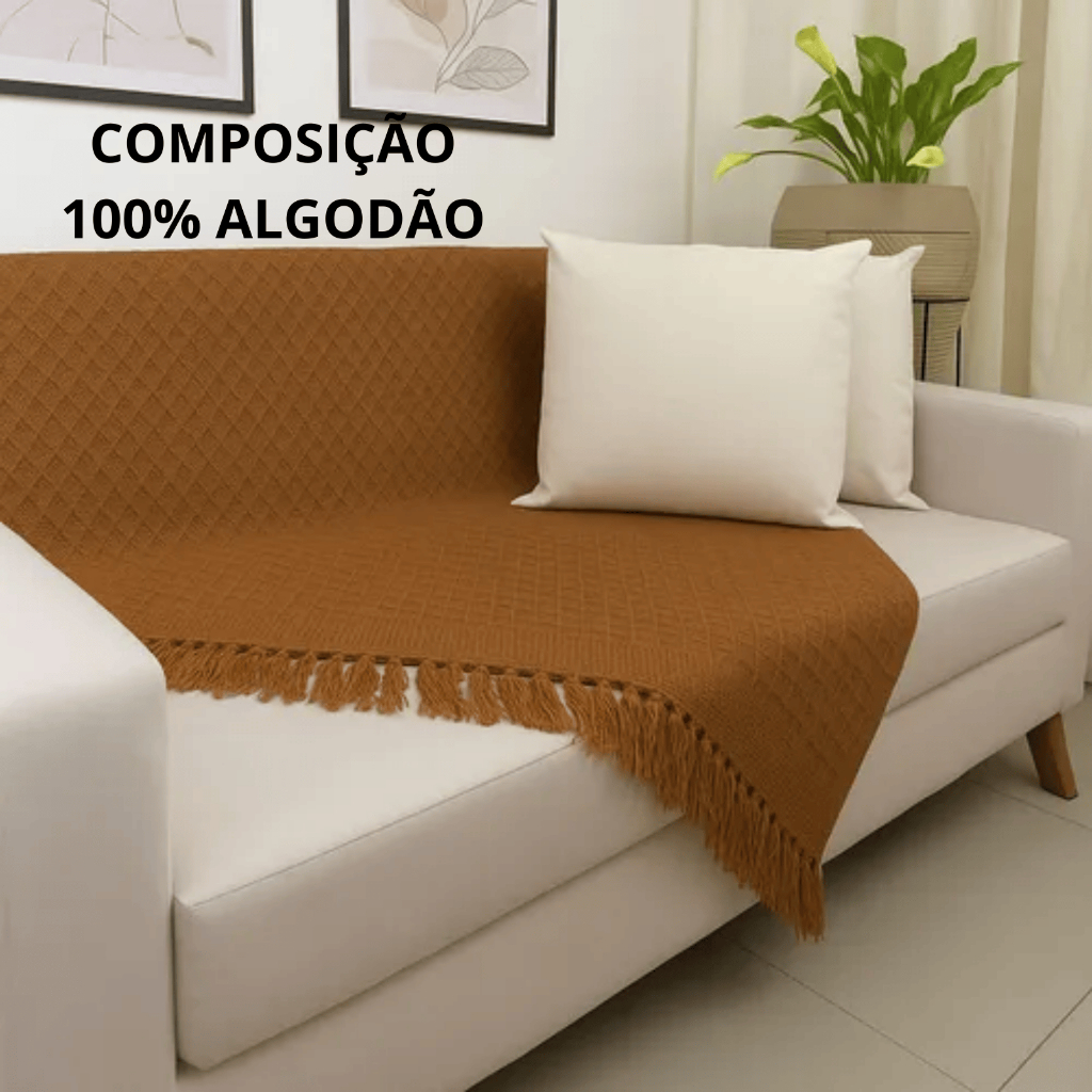 Manta para Sofá 100% Algodão 2.10x1.20m | Sofá 2 e 3 Lugares Poltrona | Protetor para Sofá