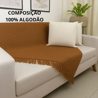 Manta para Sofá 100% Algodão 2.10x1.20m | Sofá 2 e 3 Lugares Poltrona | Protetor para Sofá