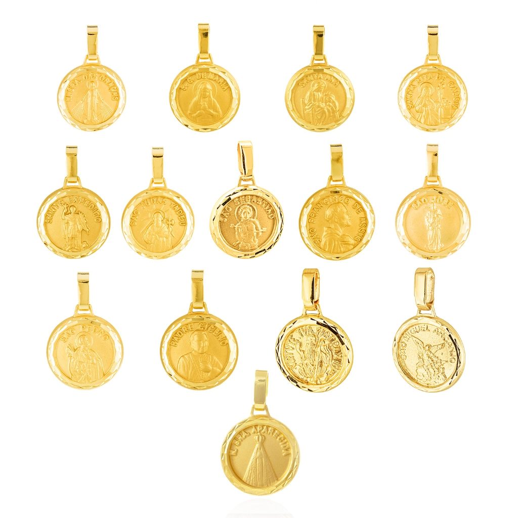 Pingente Ouro 18k Pingente São Bento Ns Sr Graça Santa Ana São Miguel Arcanjo - Elluxe Joias