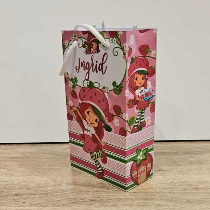 Sacolinha Surpresa Personalizada Lembrancinha MORANGUINHO, sacolinha infantil, PEGUE E MONTE