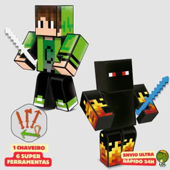 Kit 2 Bonecos Athos + Cadres GamerArticulado Youtuber 15cm Algazarra