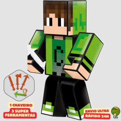 Boneco Cadres 15cm Articulado Acompanha 3 Ferramentas + 1 Chaveiro Youtuber Original Algazarra