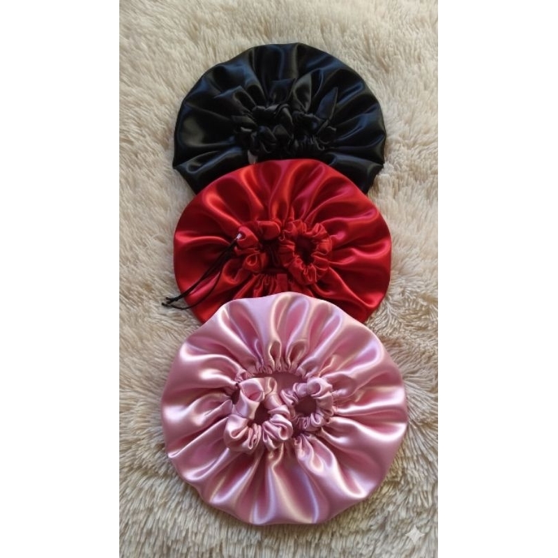 Kit 2 Toucas de cetim para cabelo antifrizz, Dormir comfortable + 2 Scrunchies Antifrizz