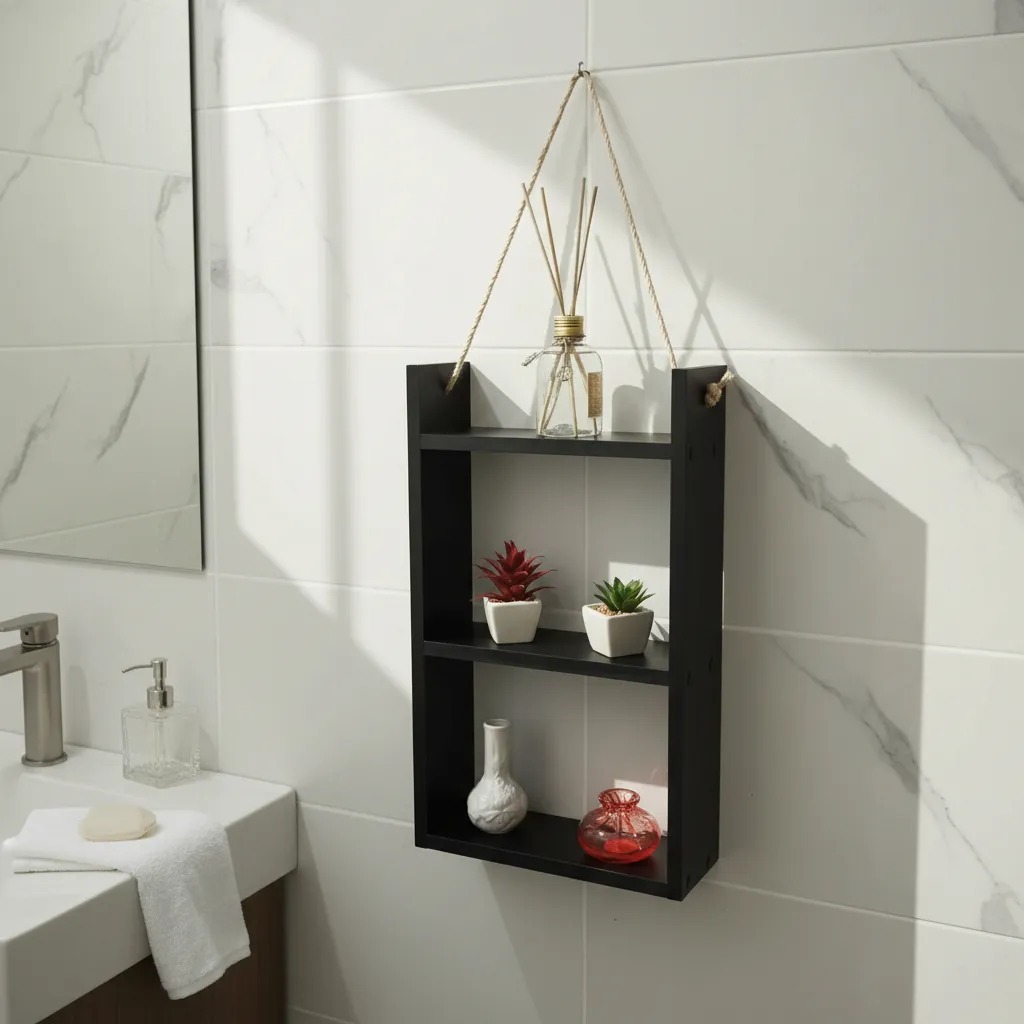 Nicho organizador com divisórias prateleira 100%Mdf banheiro cozinha quarto sala com corda de sisal em Oferta na Shopee