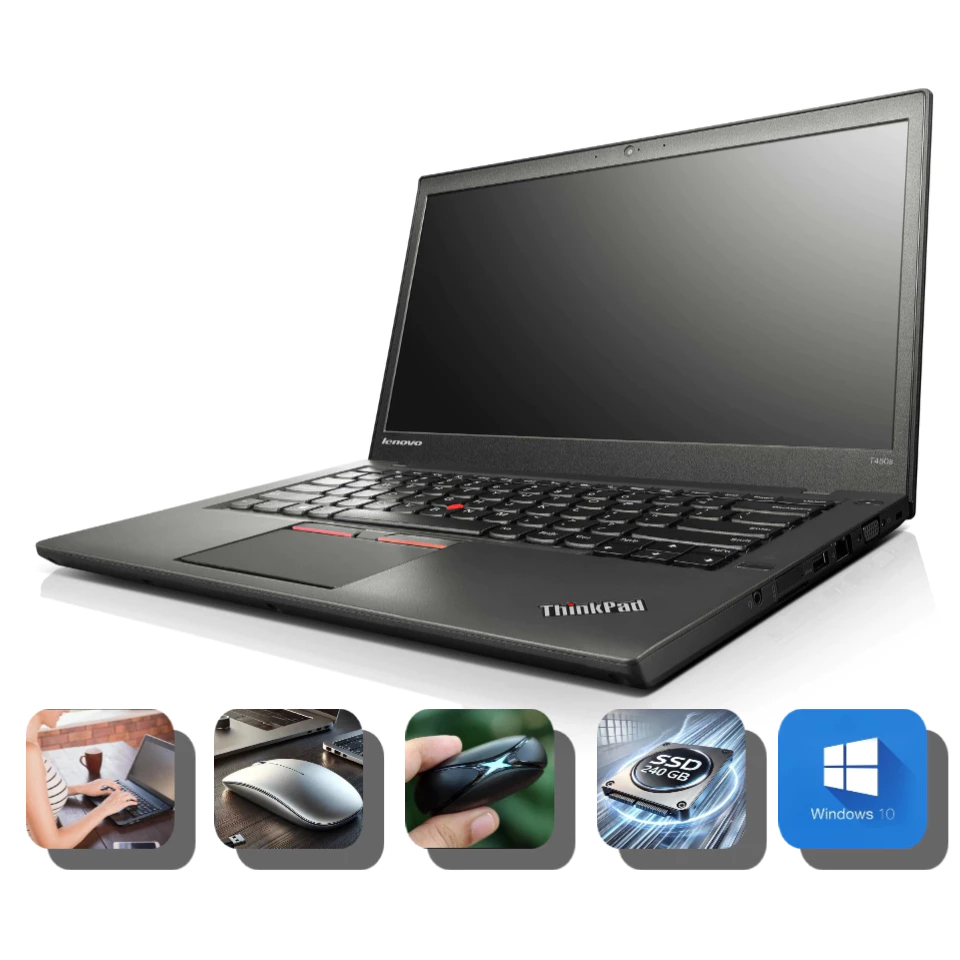 otebook Lenovo ThinkPad T450 i5 5300U 8GB RAM SSD 240GB Windows 10 Recondicionado - Envio Rápido