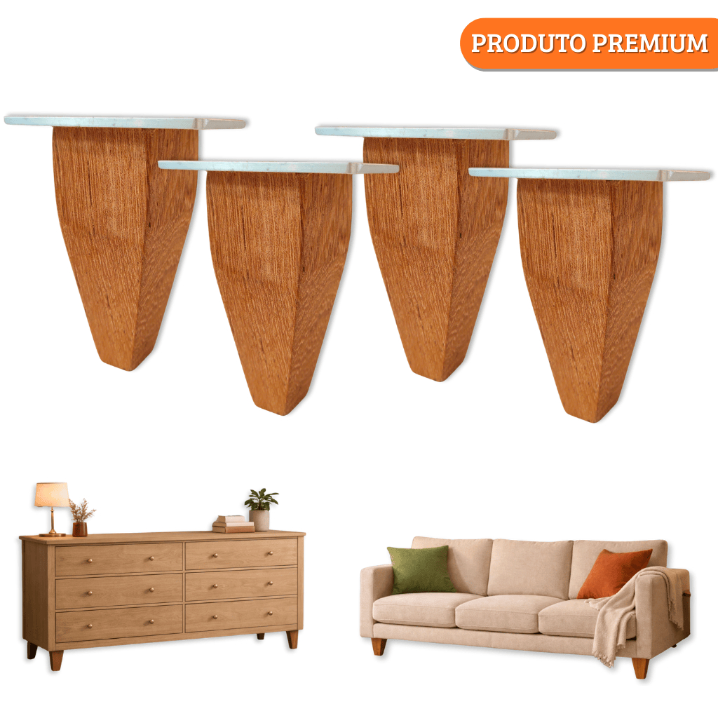 Pe Trapézio Móveis REFORÇADO 10cm Madeira Maciça - 4pcs em Oferta na Shopee
