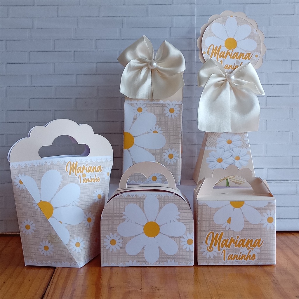 Kit Festa Infantil Personalizado Caixinhas Lembrancinhas Aniversário MARGARIDAS - PEGUE E MONTE