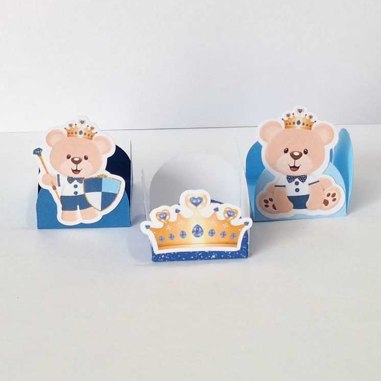 50 / 100 ou 150 Forminha Docinho Personalizada - Urso Principe Azul Realeza