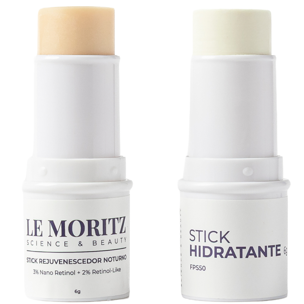 Combo de Hidratante em Bastão Dia e Noite Rejuvenescedor Noturno e Hidratante com FPS50 Pele Madura Le Moritz