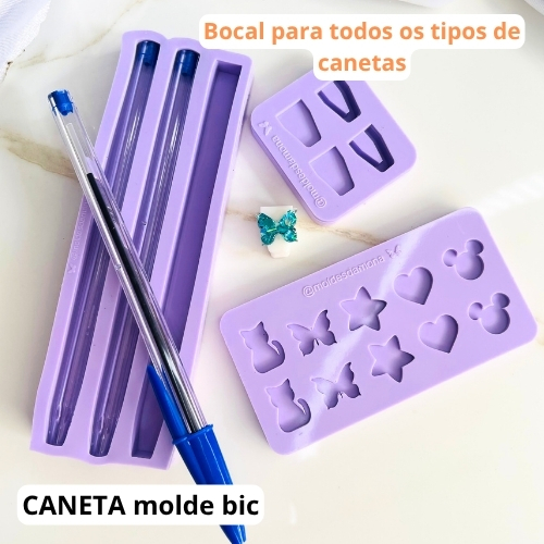 Molde de silicone caneta bic 3 cavidades. Este molde foi criado para uso do próprio refil da caneta.