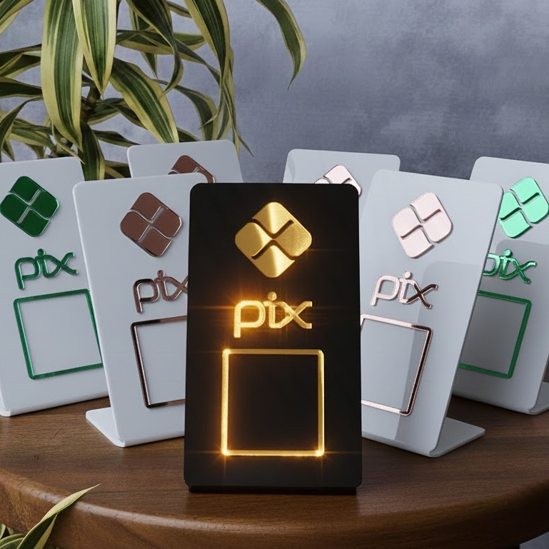 Placa PIX Acrílica QR Code Display de Mesa Pagamento Digital Loja Restaurante Balcão em Oferta na Shopee