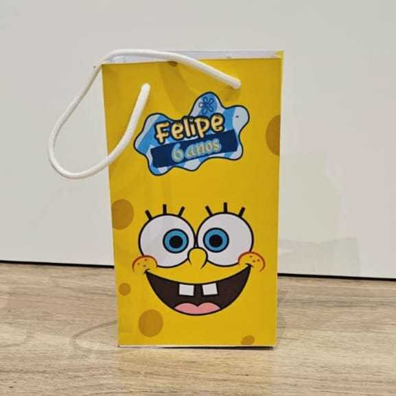 Sacolinha Surpresa Personalizada Lembrancinha Bob Esponja, lembrancinha infantil, BOB ESPONJA PEGUE E MONTE