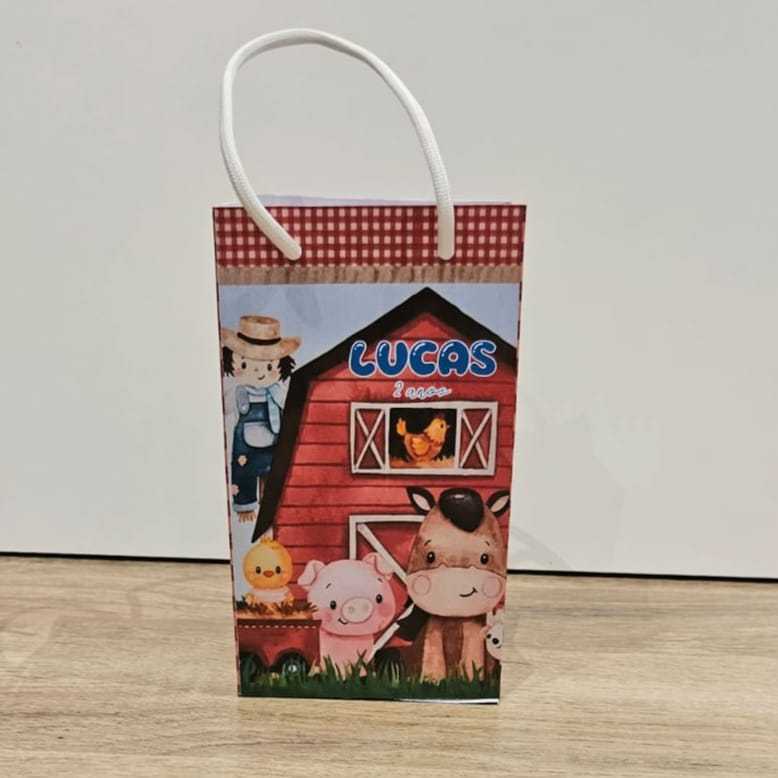 Sacolinha Surpresa Personalizada Lembrancinha Fazendinha Vermelha, Lembrancinha Infantil FAZENDINHA, PEGUE E MONTE