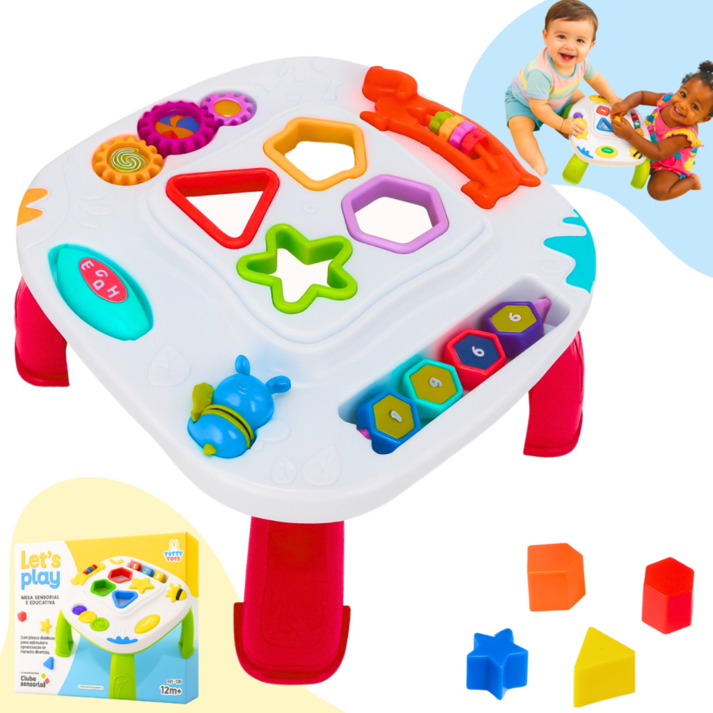 Mesinha Didática Infantil Educativa Sensorial Mesa Divertida Atividades Interativas Formas...