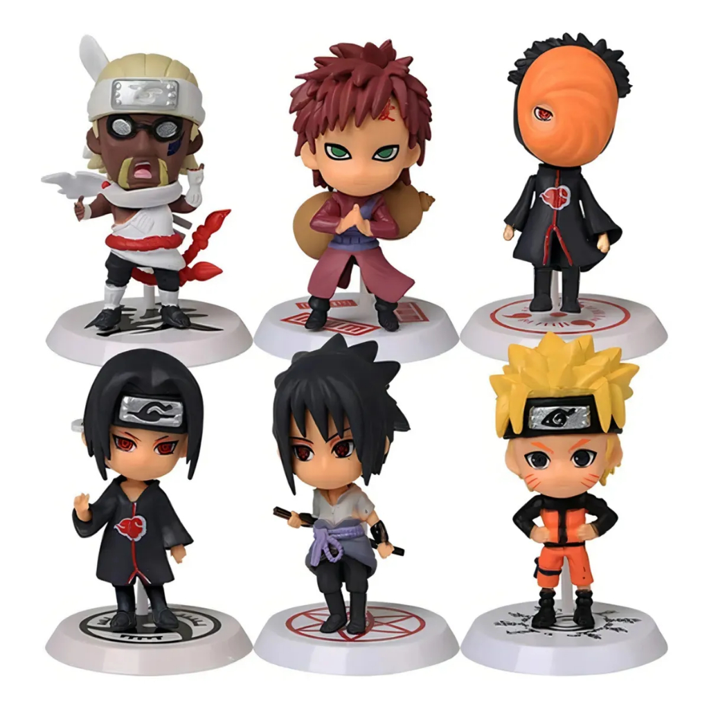 Kit Naruto 6 Personagens Miniatura Figure Sasuke Itachi Tobi