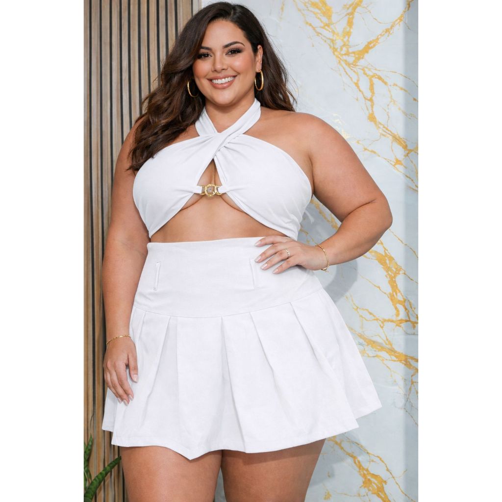 cropped Faixa plus zize Transpassado com Amarração Estilo Versátil e Moderno tecido suplex com bojo