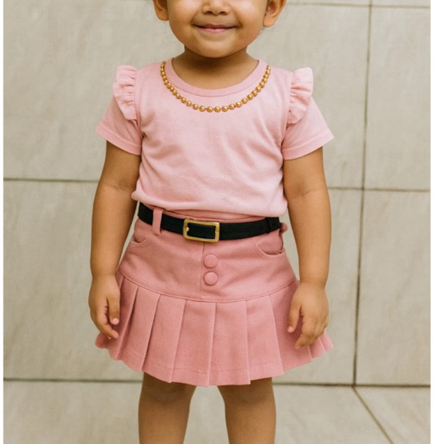 conjunto infantil /saia +blusa+cinto  tamanhos 2,4,6,8,10,12 em Oferta na Shopee