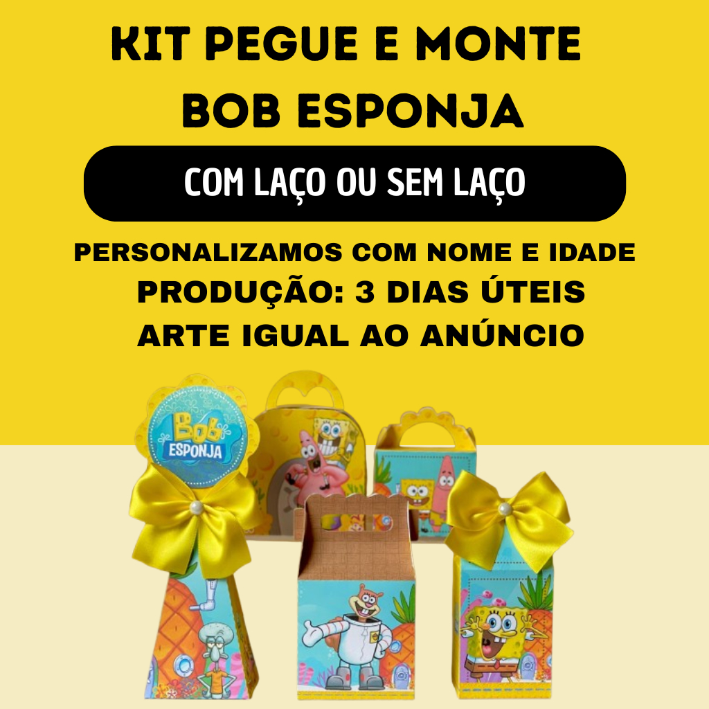 Personalizado Lembrancinhas Bob Esponja para Festa Caixinhas Personalizadas Mêsversário Aniversário