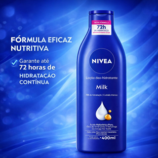 Loção Hidratante NIVEA Milk 72h com Ácido Hialurônico – Pele Seca a Extra Seca 400ml em Oferta na Shopee
