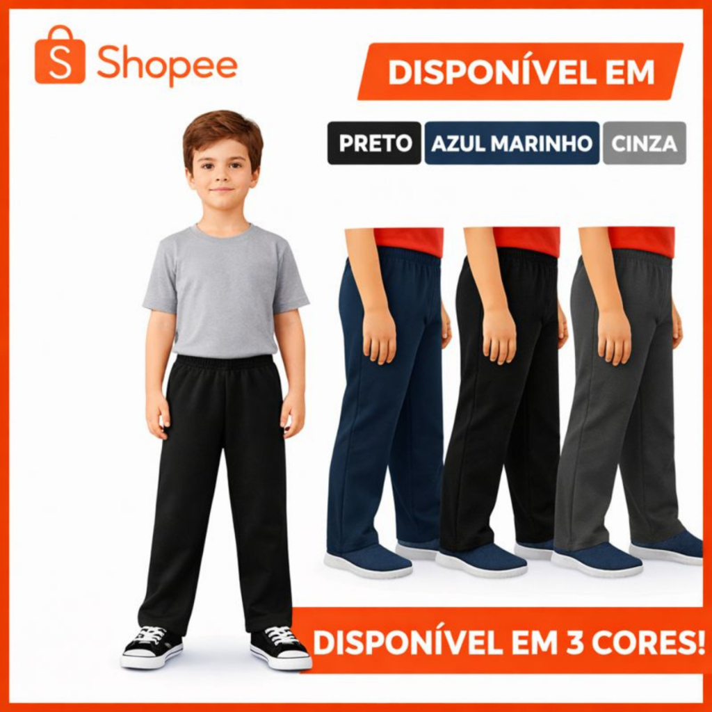 Calça Tactel Infantil E Juvenil Lisa Uniforme Escolar Esporte Com Elástico